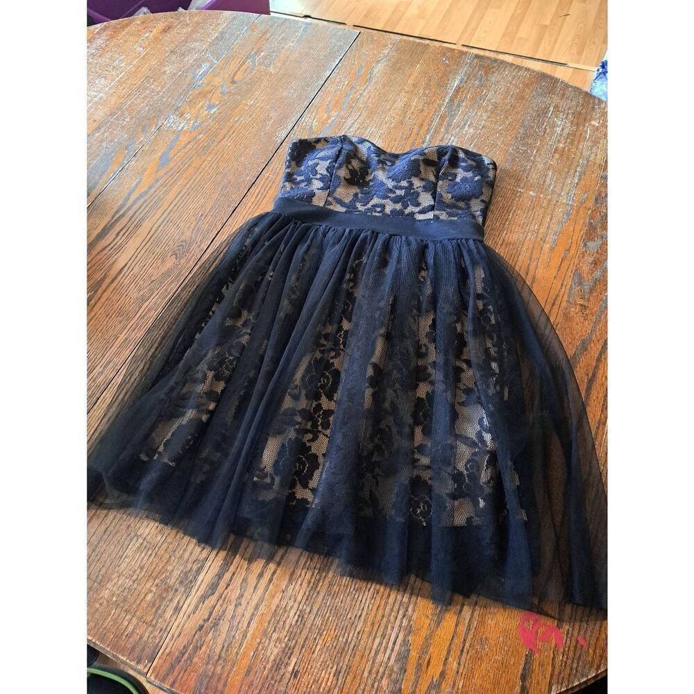 Large Finn & Clover Black Tan Lace Lined Sleeveless Mini Dress Special Occasion